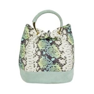 Genuine leather bucket bag snake print